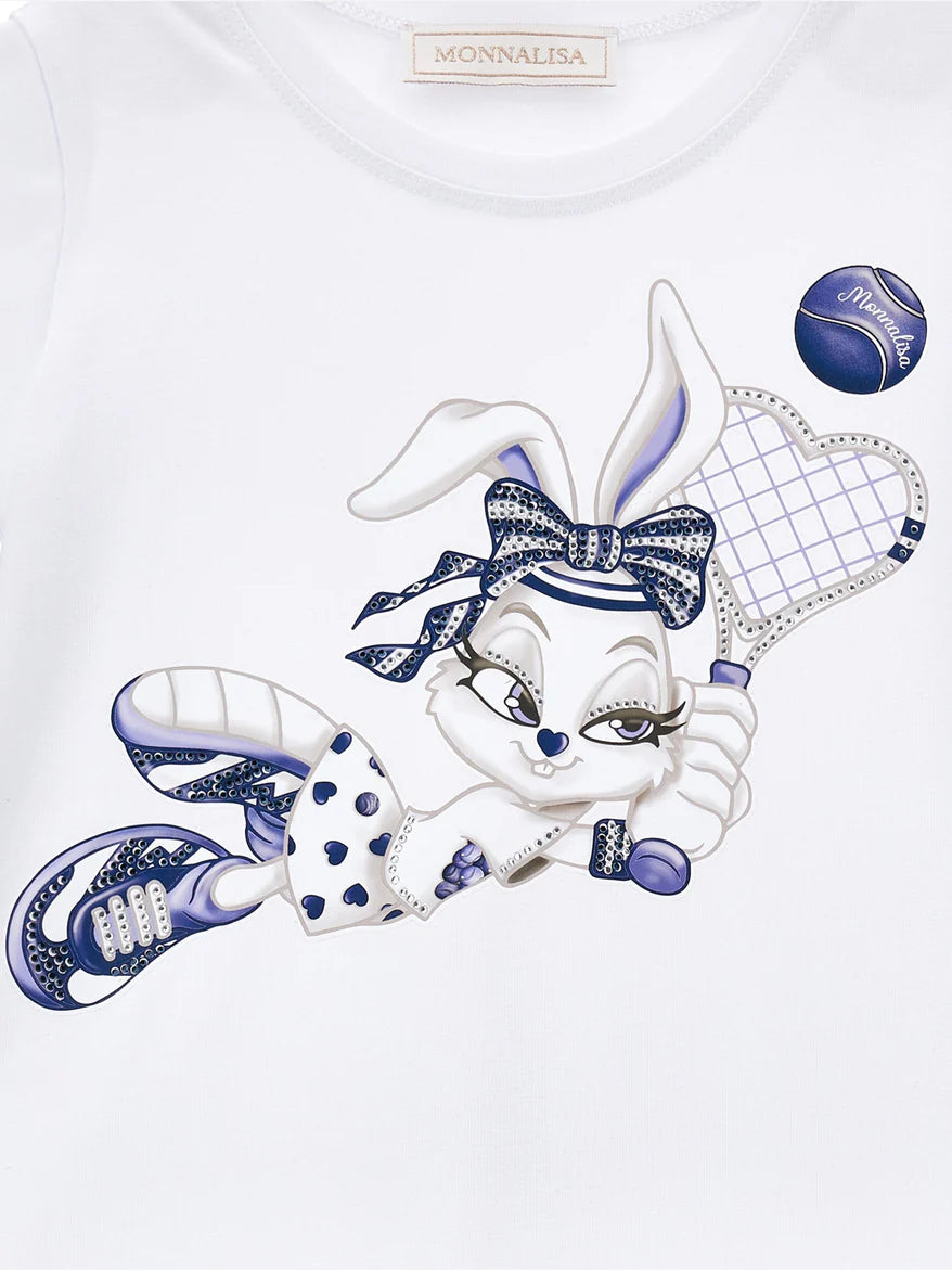 Monnalisa Lola Bunny Navy and White Tennis Dress
