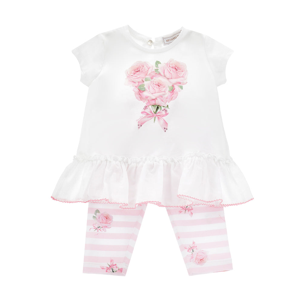 Monnalisa Flower Baby Leggings set