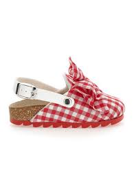 Monnalisa Red & White Checked Clog Sandal With Bow