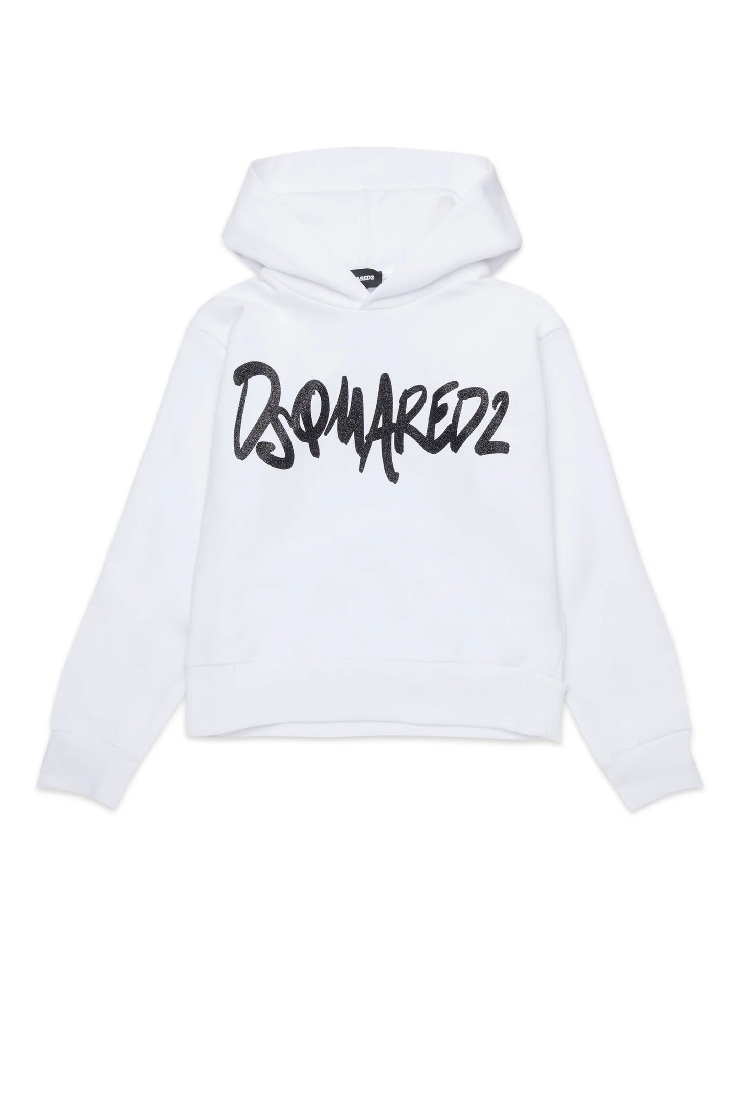 Dsquared2 White & Black Glitter Logo Hoodie