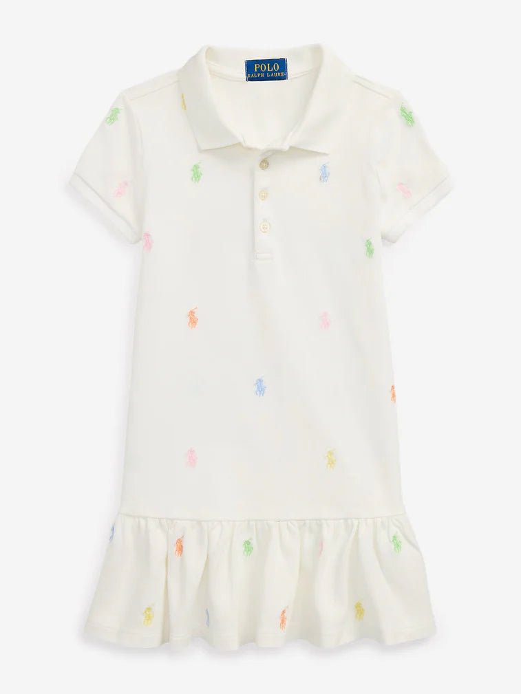 Ralph Lauren White Multicoloured Logo Print Dress