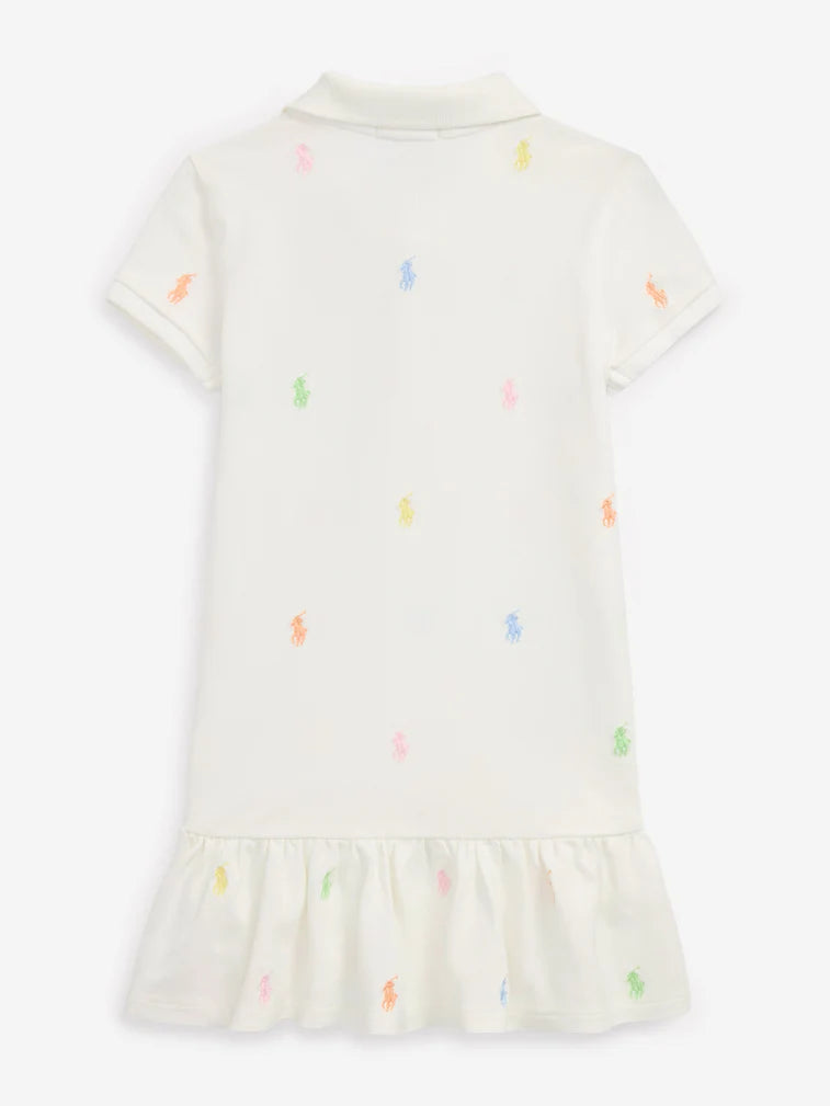 Ralph Lauren White Multicoloured Logo Print Dress