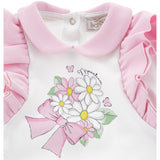Monnalisa White & Pink Flower Babygrow Set