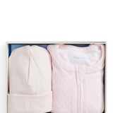 RALPH LAUREN PINK ROMPER AND HAT SET