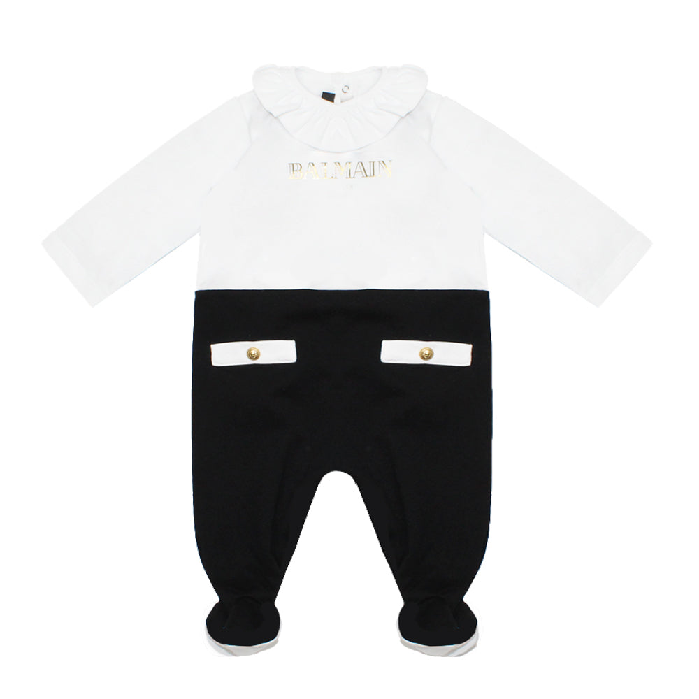 Balmain White/Gold/Black Romper Set