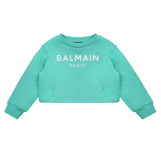 Balmain Verde Cropped sweatshirt