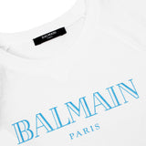 Balmain White/Blue Logo T-Shirt