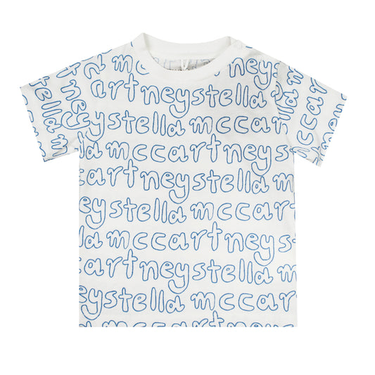 Stella McCartney All Over logo Print T-Shirt Ivory