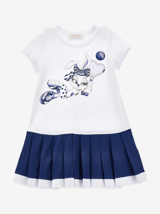Monnalisa Lola Bunny Navy and White Tennis Dress