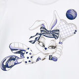 Monnalisa Lola Bunny Navy and White Tennis Dress