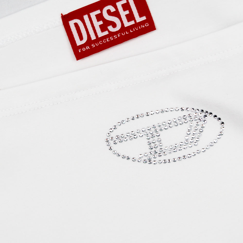 Diesel White Cropped Diamonte Top