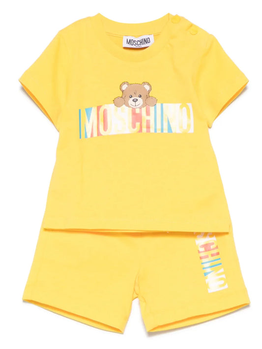 Moschino Teddy Logo Yellow T-Shirt & Shorts Set