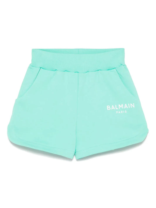 Balmain Green Girls Logo shorts