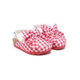 Monnalisa Red & White Checked Clog Sandal With Bow