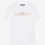 Balmain White Multicoloured Logo T-Shirt