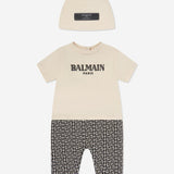 Balmain Beige Baby Romper Set