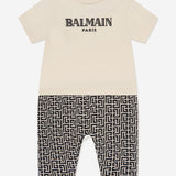 Balmain Beige Baby Romper Set