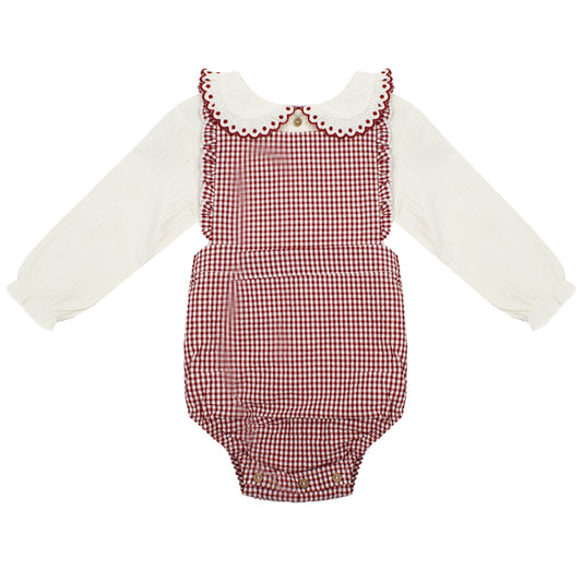 Babidu Gingham set Red and Cream