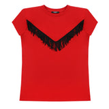 Balmain Red Fringe T-Shirt