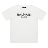 Balmain White T-Shirt Croc Effect Logo