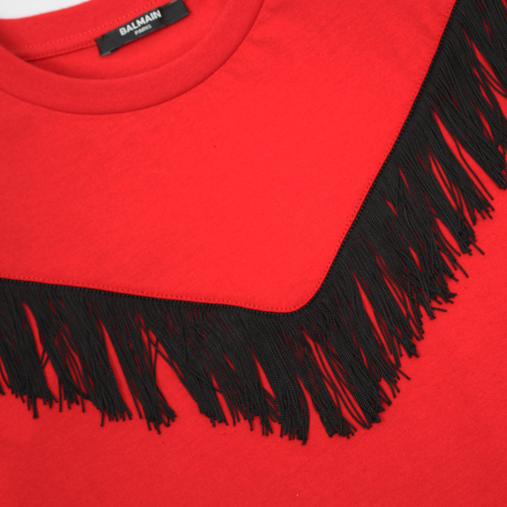 Balmain Red Fringe Dress