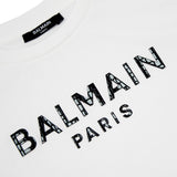 Balmain White T-Shirt Croc Effect Logo