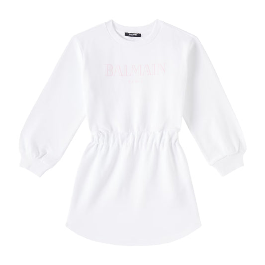 Balmain White/Pink Logo Dress