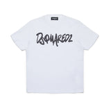 Dsquared2 White & Black Glitter Logo T-Shirt