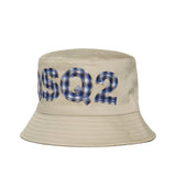 Dsquared2 Beige And Blue Checked Logo Hat