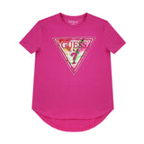 Guess Pink Logo T-Shirt Scoop Hem Back