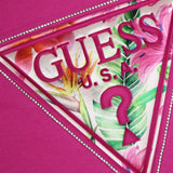 Guess Pink Logo T-Shirt Scoop Hem Back