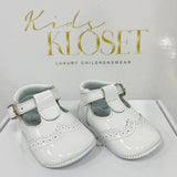 PRETTY ORIGINAL WHITE PATENT PRAM SHOE