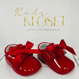 PRETTY ORIGINALS RED PATENT PRAM SHOES
