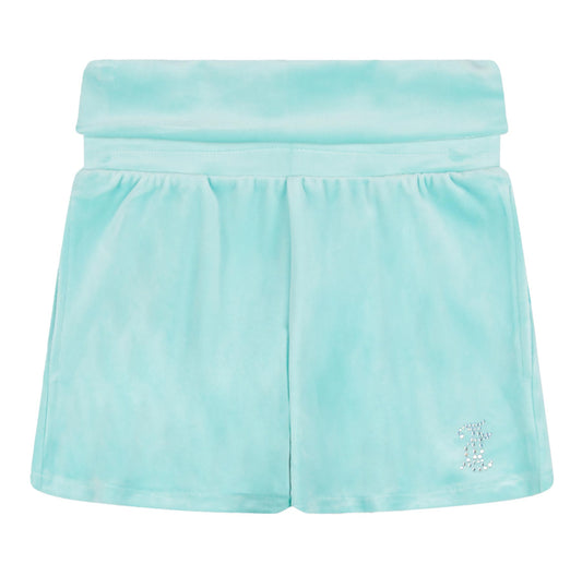 Juicy Couture Aqua Blue Juicy Fold Over Shorts