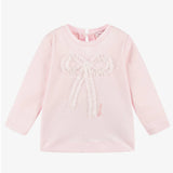 MONNALISA PINK BOW LONG SLEEVE TOP