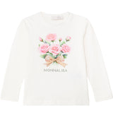 MONNALISA FLORAL LOGO LONG SLEEVED T SHIRT