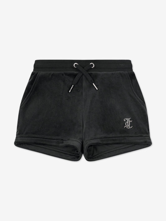 Juicy Couture Black Diamante Velour Shorts