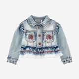 Monalisa Red Bow Denim Jacket