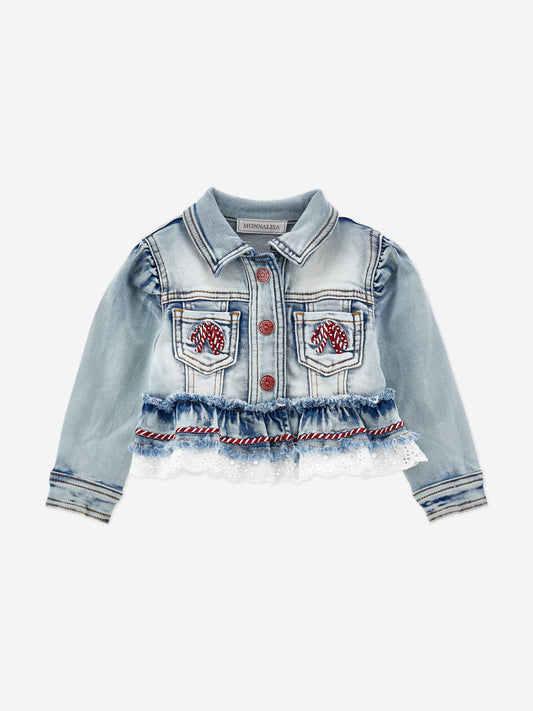 Monnalisa Red Bow Denim Jacket