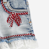 Monnalisa Denim Red Bow Shorts