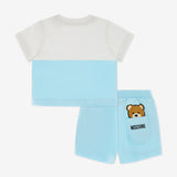 Moschino Baby Boys Blue & White Logo Teddy Set