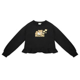 Moschino Black Cropped Sweatshirt Gold Hearts