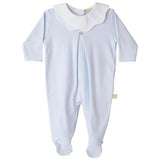 BABY GI BLUE COTTON BABYGROW WITH WHITE PIQUE' COLLAR