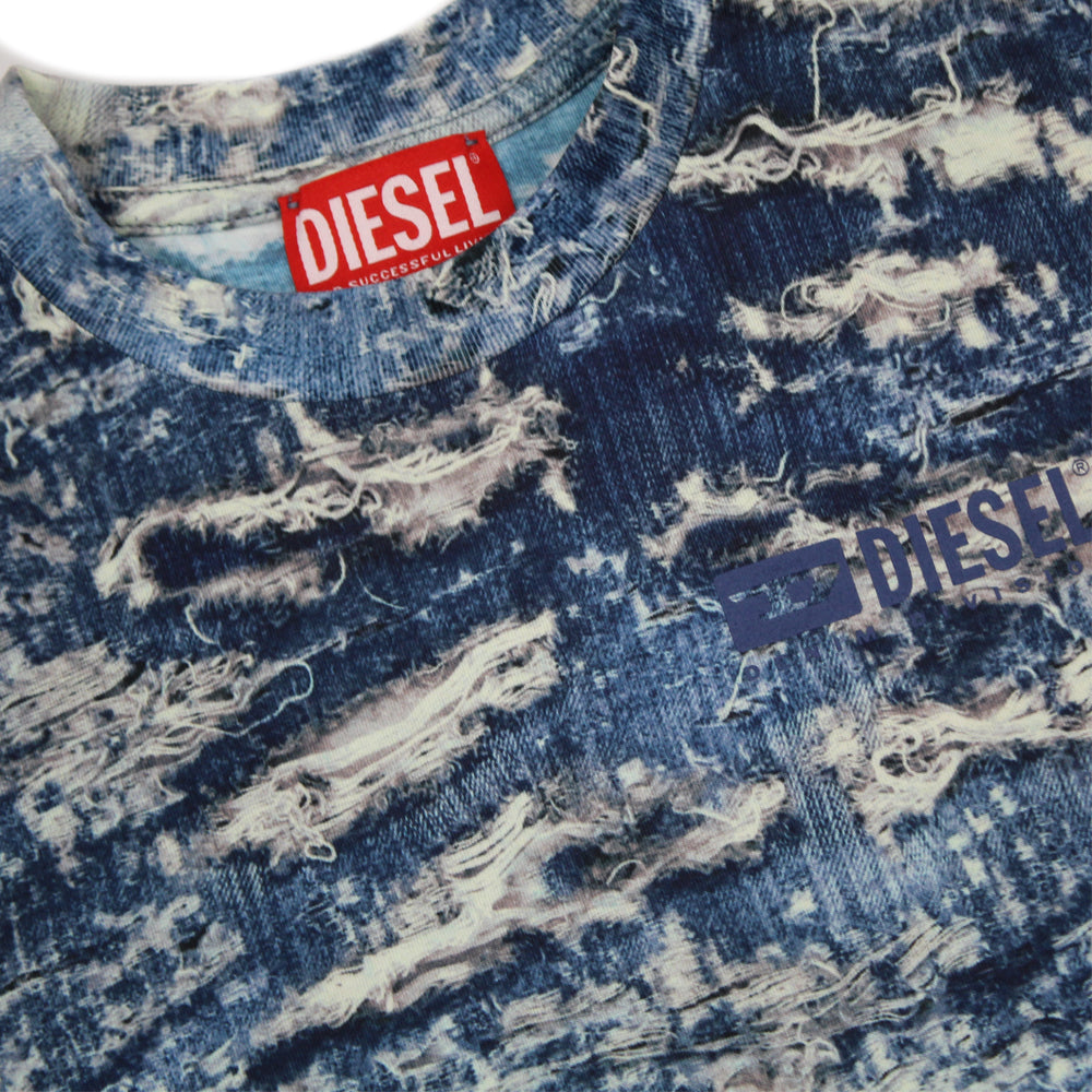 Diesel Ripped Denim Effect T-Shirt