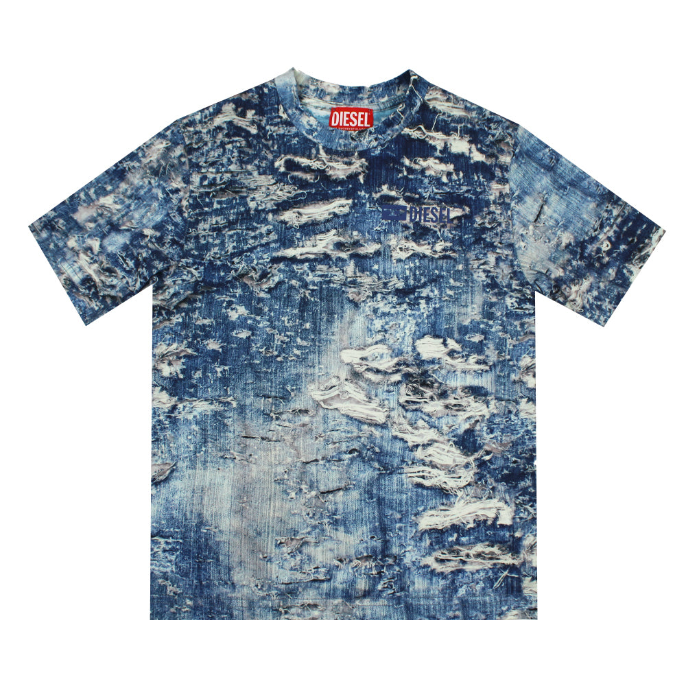 Diesel Ripped Denim Effect T-Shirt