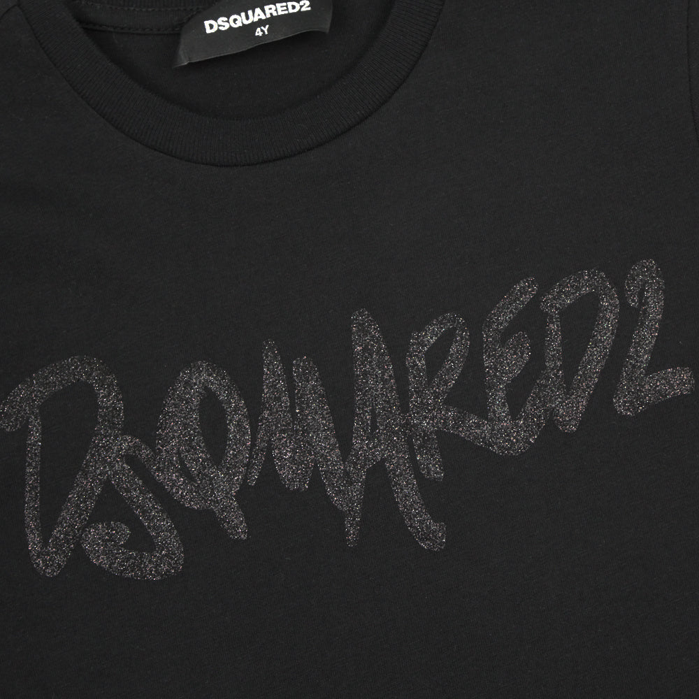 Dsquared2 Black Glitter Logo T-Shirt