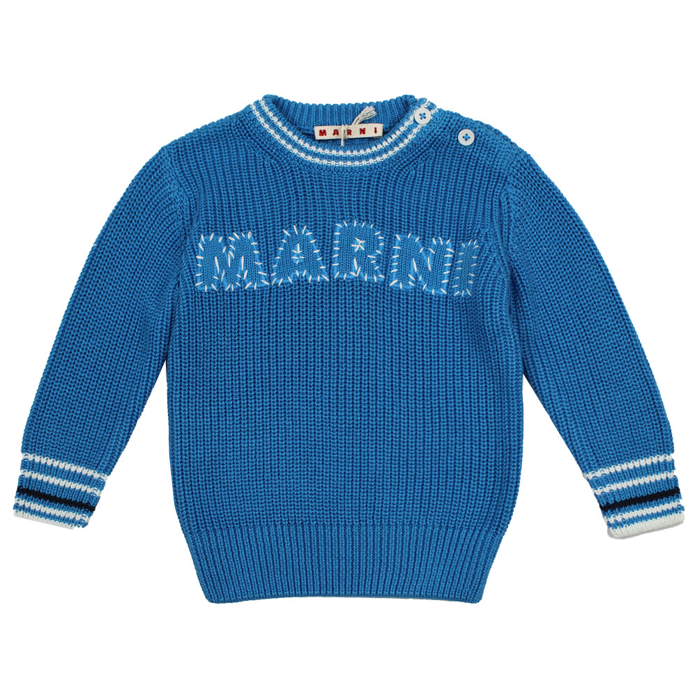 Marni Blue Chunky Knit Sweatshirt