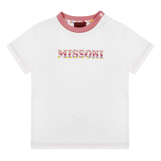 Missoni Baby T-Shirt White and Pink