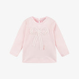 MONNALISA PINK FRILLY TULLE BOW APPLIQUE TOP