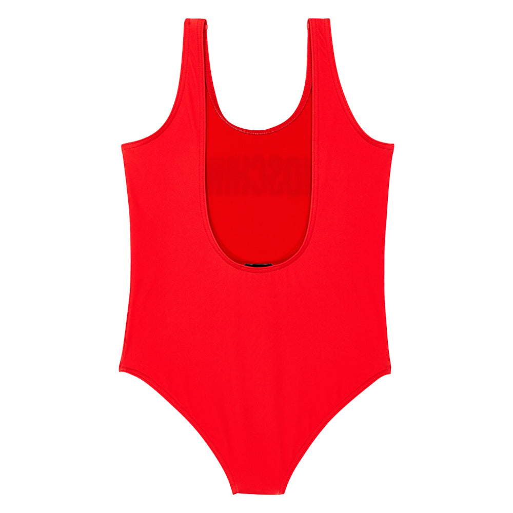 Moschino Logo Swimsuit Red